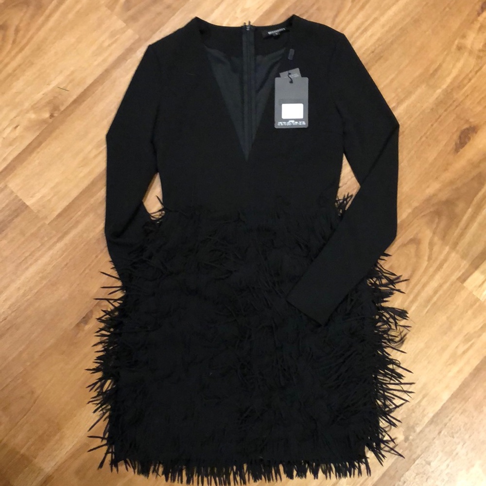 NWT Missguided Black Fringe Dress
